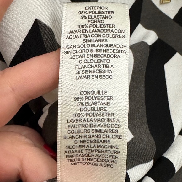 Eliza J Short Sleeved Geometric Print Shift Dress Sz. 4 Black/Pink/Gray/White - Picture 7 of 8